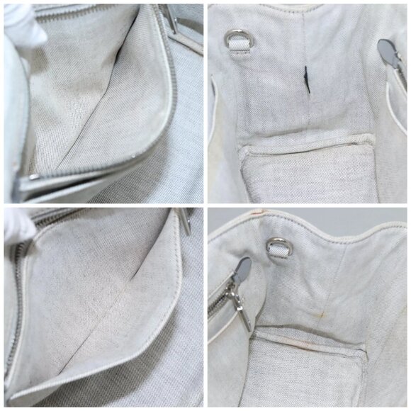 PRADA Bijoux Canapa Hand Bag Canvas 2way Gray Silver Auth KD142 - Picture 15 of 16